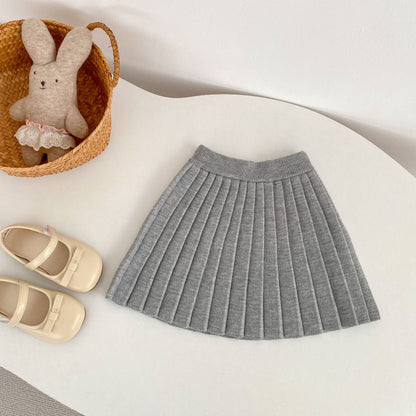 Solid Color Knitted Pleated Skirt 無地 ニット プリーツ スカート【mh0012402】 Engepapa