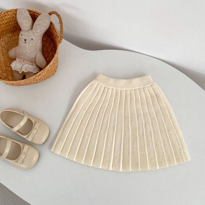 Solid Color Knitted Pleated Skirt 無地 ニット プリーツ スカート【mh0012402】 Engepapa