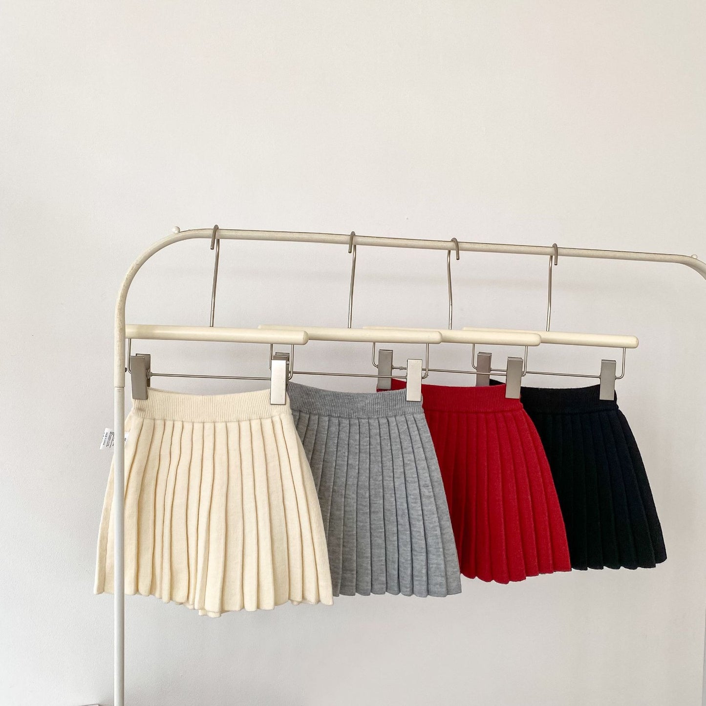 Solid Color Knitted Pleated Skirt 無地 ニット プリーツ スカート【mh0012402】 Engepapa