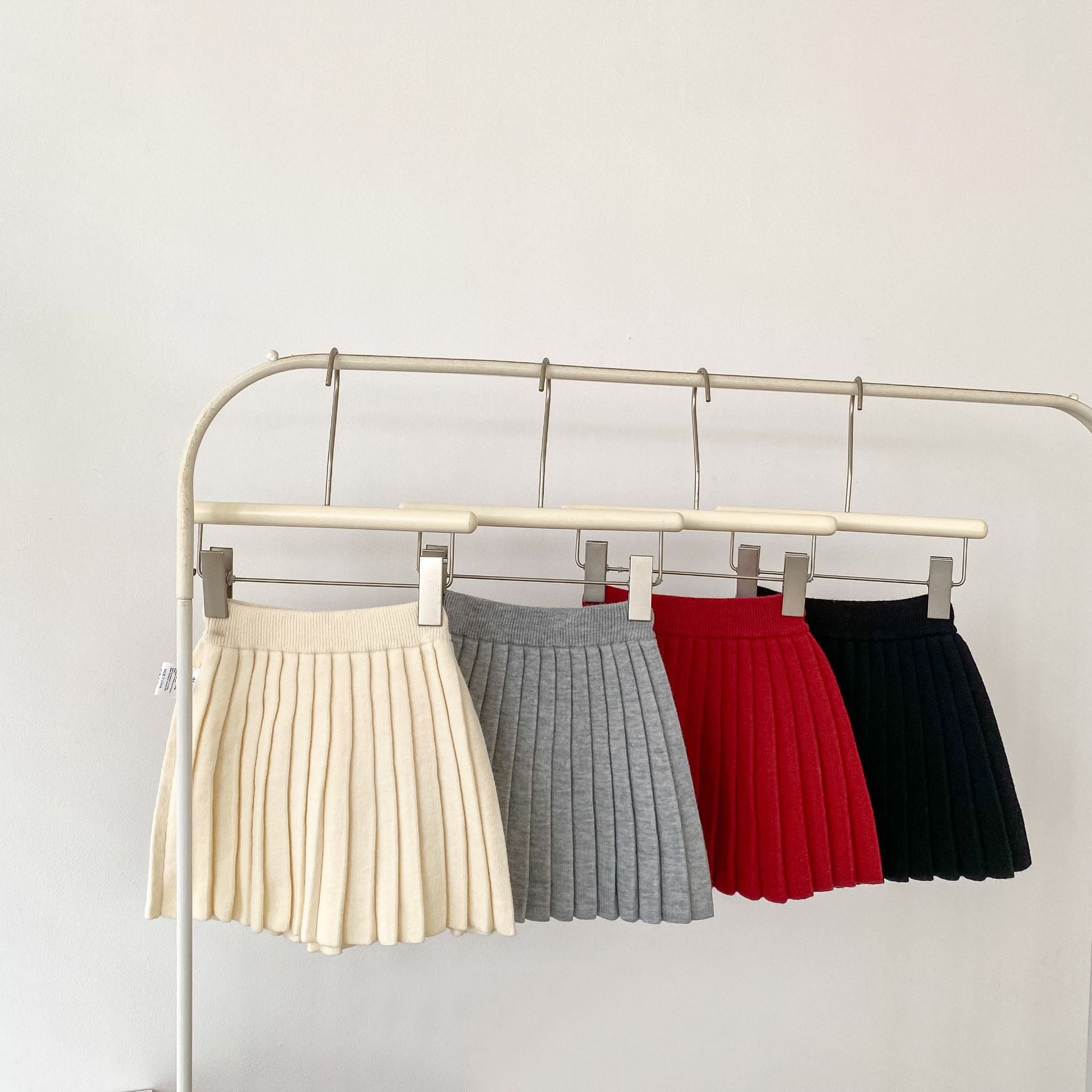 Solid Color Knitted Pleated Skirt 無地 ニット プリーツ スカート【mh0012402】 Engepapa