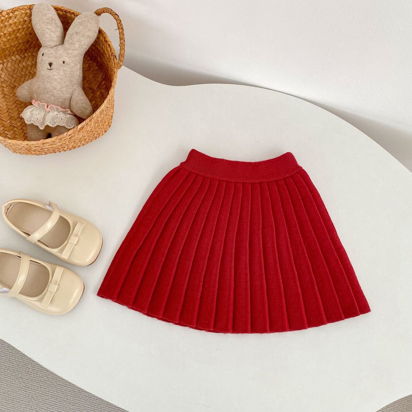 Solid Color Knitted Pleated Skirt 無地 ニット プリーツ スカート【mh0012402】 mamahalo shop