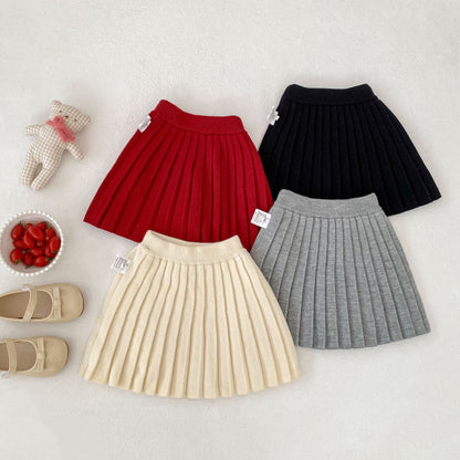 Solid Color Knitted Pleated Skirt 無地 ニット プリーツ スカート【mh0012402】 mamahalo shop