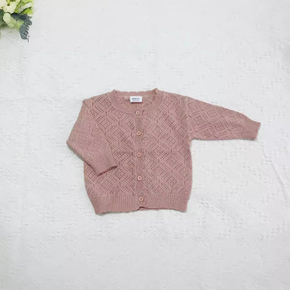 Solid Color Lace Knit Cardigan レース編み ニットカーディガン【mh0012261】 Pink / 73cm Virgil kids
