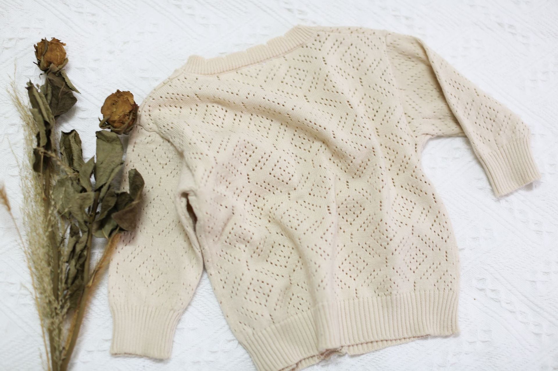 Solid Color Lace Knit Cardigan レース編み ニットカーディガン【mh0012261】 Virgil kids