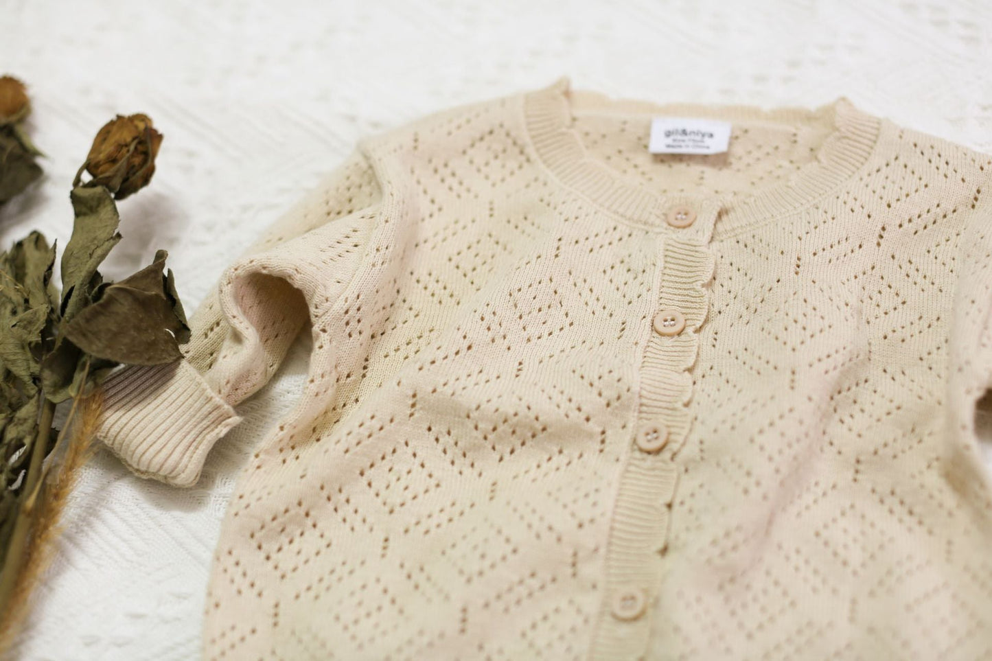 Solid Color Lace Knit Cardigan レース編み ニットカーディガン【mh0012261】 Virgil kids