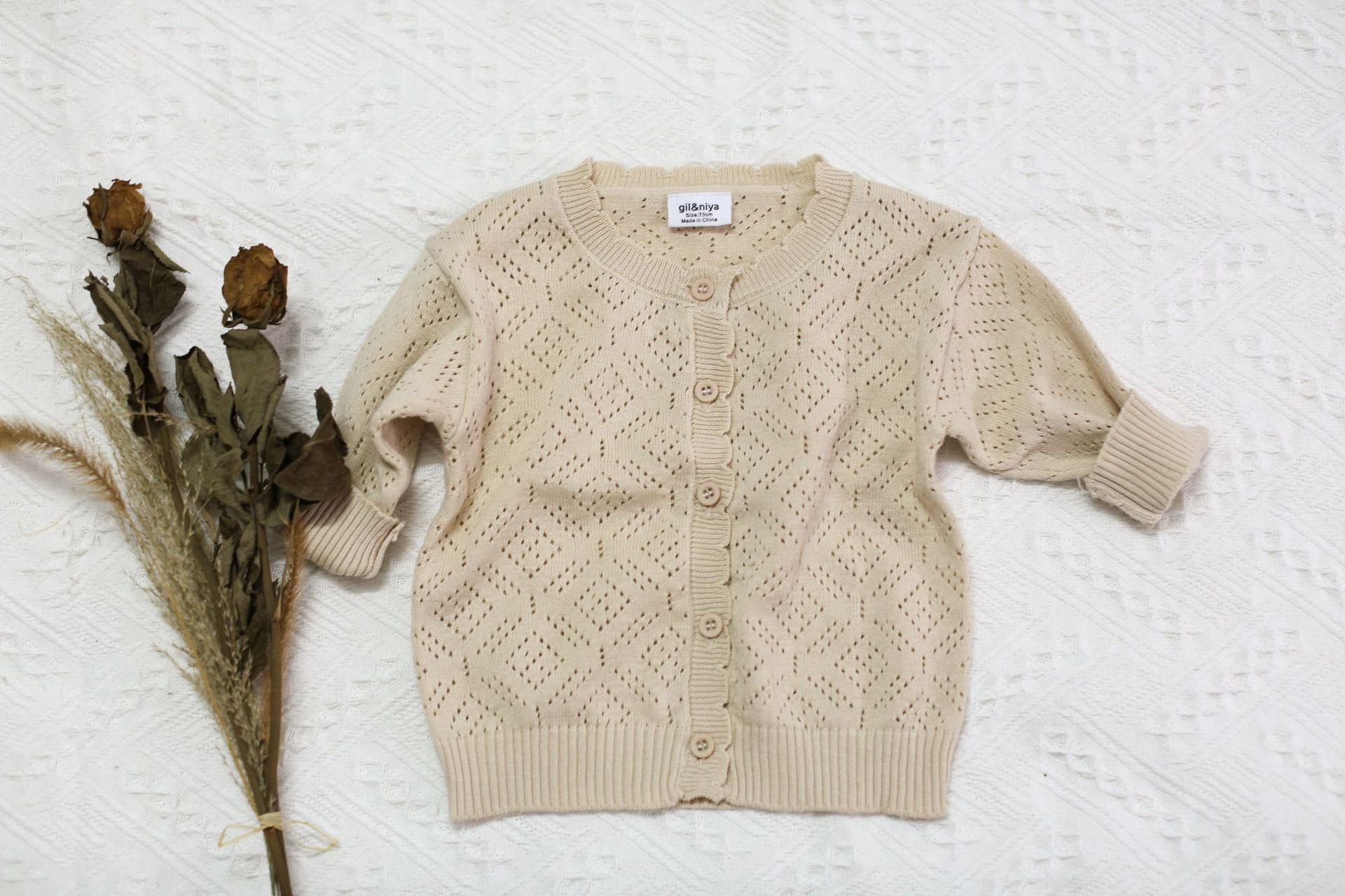 Solid Color Lace Knit Cardigan レース編み ニットカーディガン【mh0012261】 Virgil kids