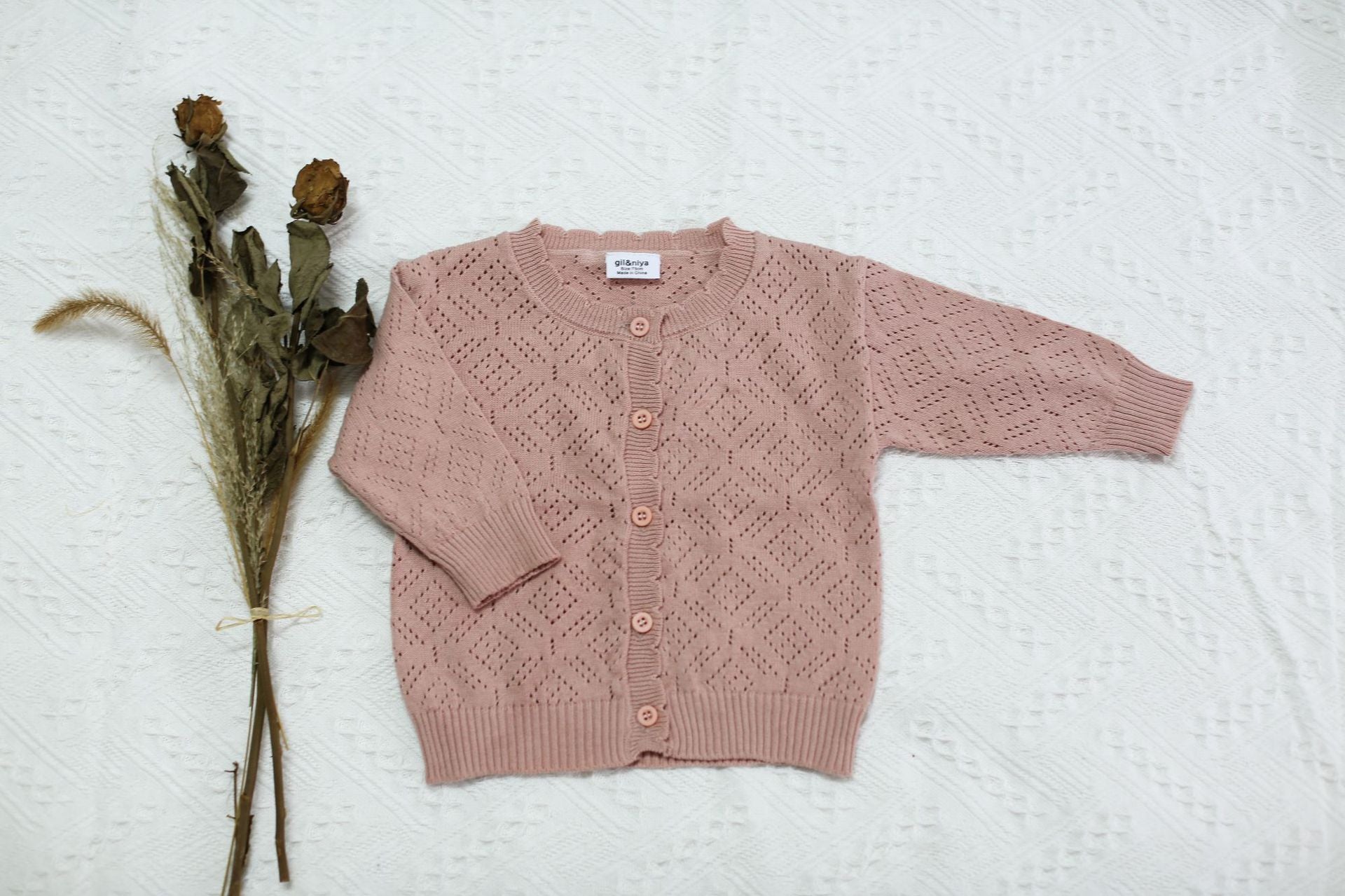 Solid Color Lace Knit Cardigan レース編み ニットカーディガン【mh0012261】 Virgil kids