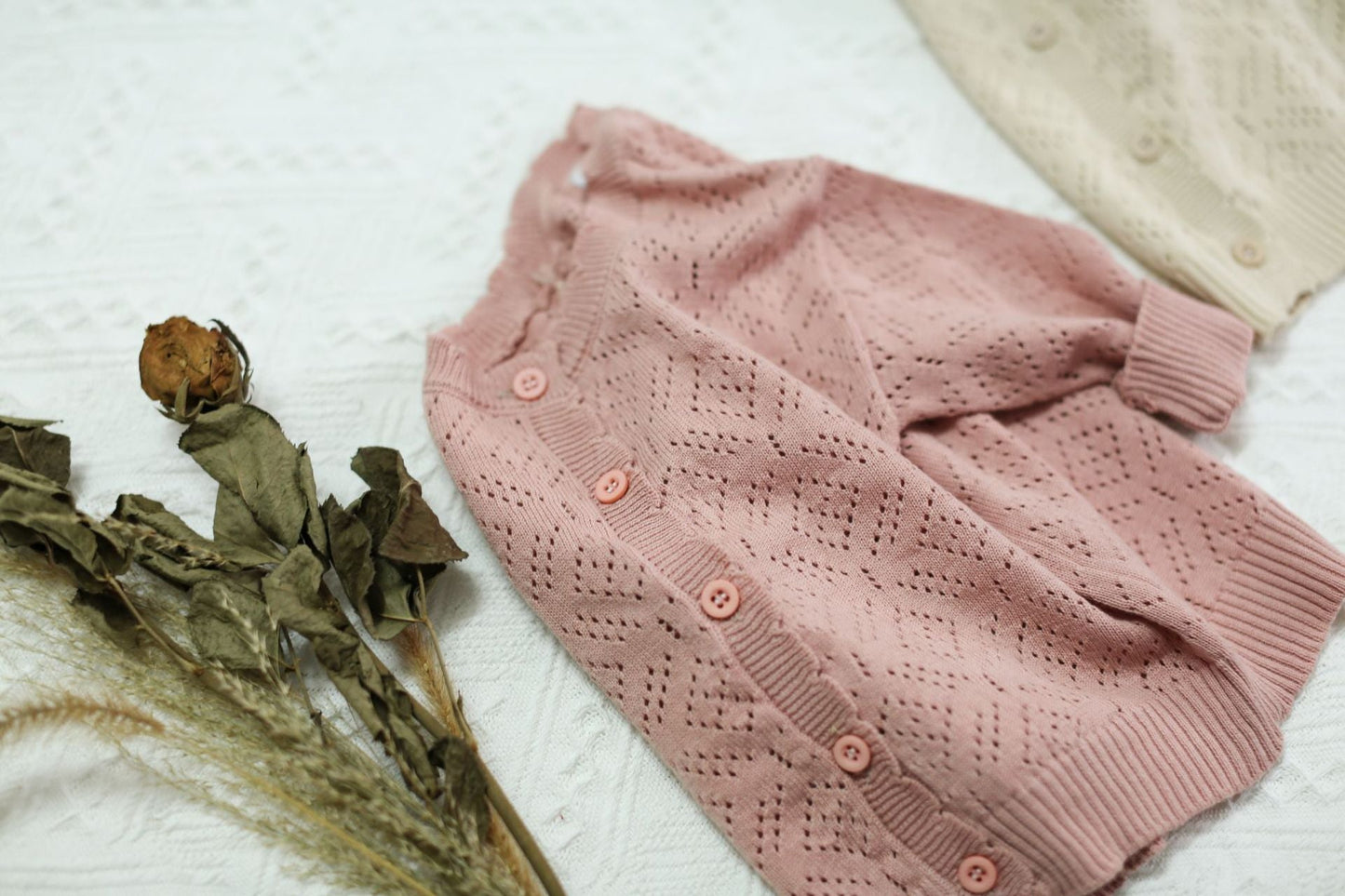 Solid Color Lace Knit Cardigan レース編み ニットカーディガン【mh0012261】 Virgil kids