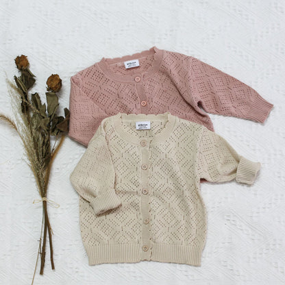 Solid Color Lace Knit Cardigan レース編み ニットカーディガン【mh0012261】 Virgil kids