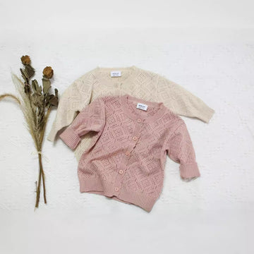 Solid Color Lace Knit Cardigan レース編み ニットカーディガン【mh0012261】 Virgil kids