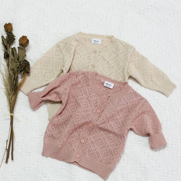 Solid Color Lace Knit Cardigan レース編み ニットカーディガン【mh0012261】 Virgil kids