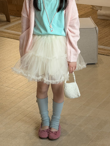 Solid Color Layered Tulle Skirt チュール ティアードスカート【mh0012357】 White / 100cm KUMAI.KIDS