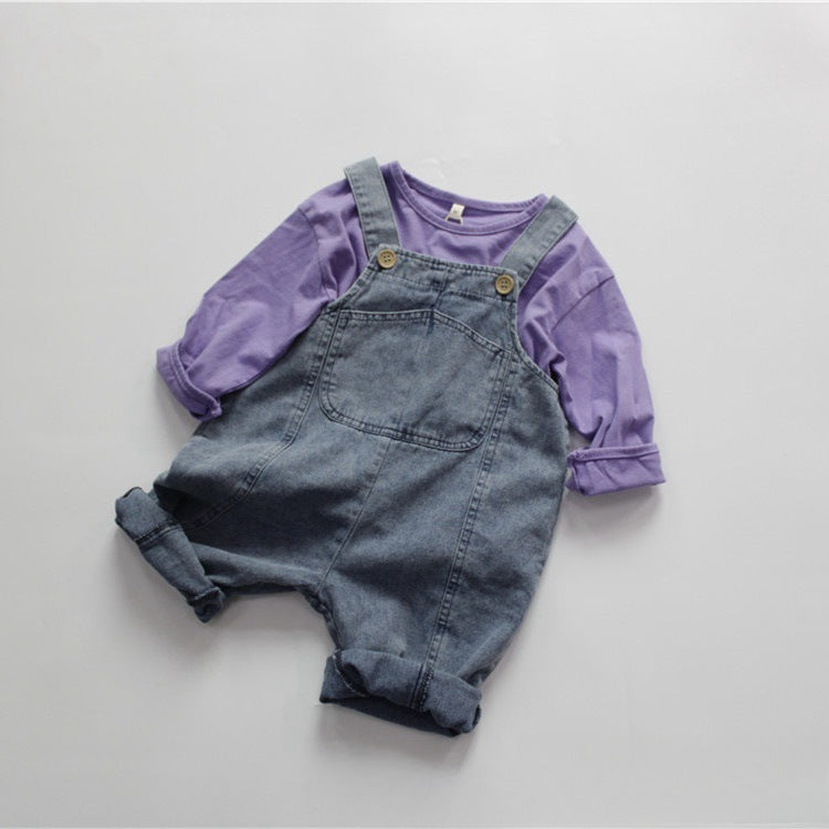 Solid Color Loose Denim Overalls デニムサロペット オーバーオール【mh0012258】 Forest Map