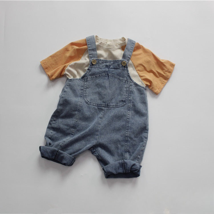 Solid Color Loose Denim Overalls デニムサロペット オーバーオール【mh0012258】 Forest Map