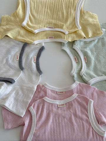Solid Color Mesh Loungewear Set メッシュジャガード 半袖ルームウェアセット【mh0013308】 cicikids ノースリーブセットアップ