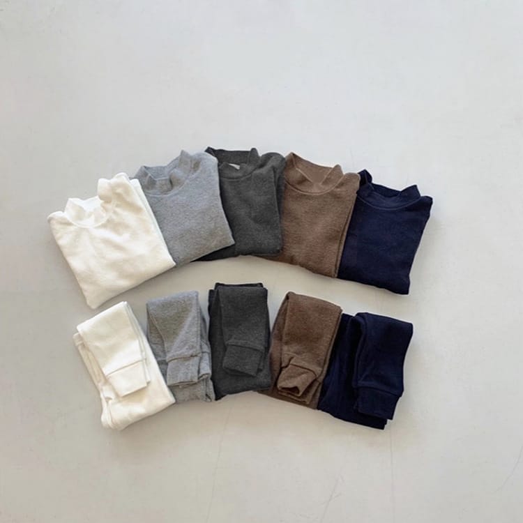 Solid Color Mock Neck Lounge Set 無地 モックネック 長袖 セットアップ【mh0012701】 BBAMMA 長袖セットアップ