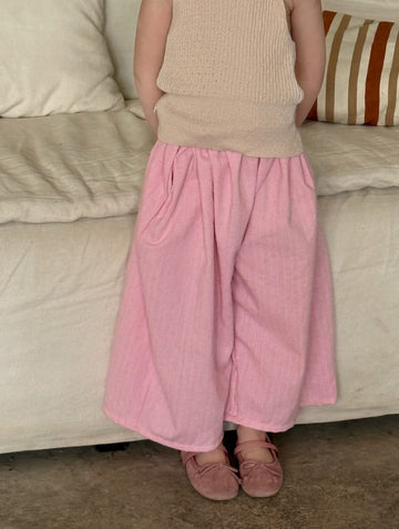 Solid Cotton Linen Wide Pants シンプル ロングパンツ【mh0012787】 Pink / 90cm Chengle ロングパンツ・スウェットパンツ