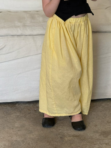 Solid Cotton Linen Wide Pants シンプル ロングパンツ【mh0012787】 Yellow / 90cm Chengle ロングパンツ・スウェットパンツ