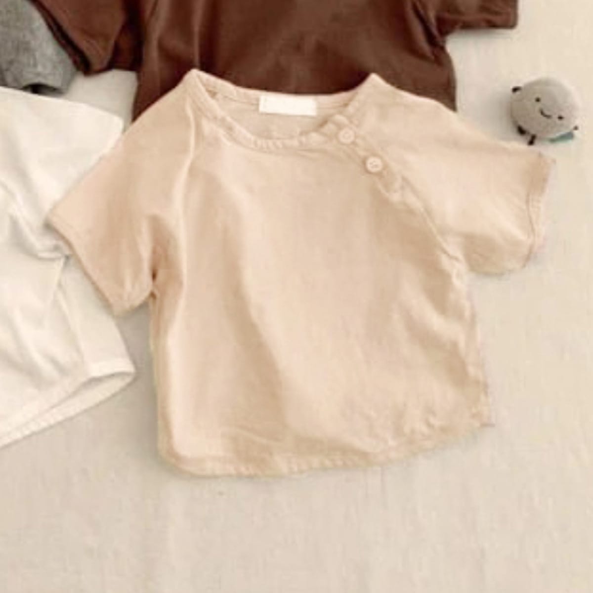Solid Cotton Short Sleeve Tee プレーン 半袖Tシャツ【mh0013506】 Apricot / 66cm BBAMMA 半袖Tシャツ