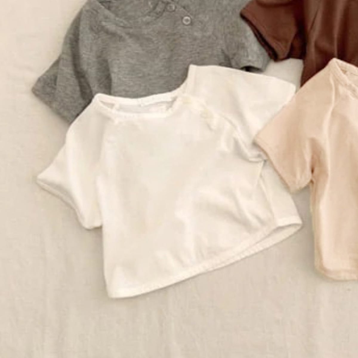 Solid Cotton Short Sleeve Tee プレーン 半袖Tシャツ【mh0013506】 Creamy White / 66cm BBAMMA 半袖Tシャツ