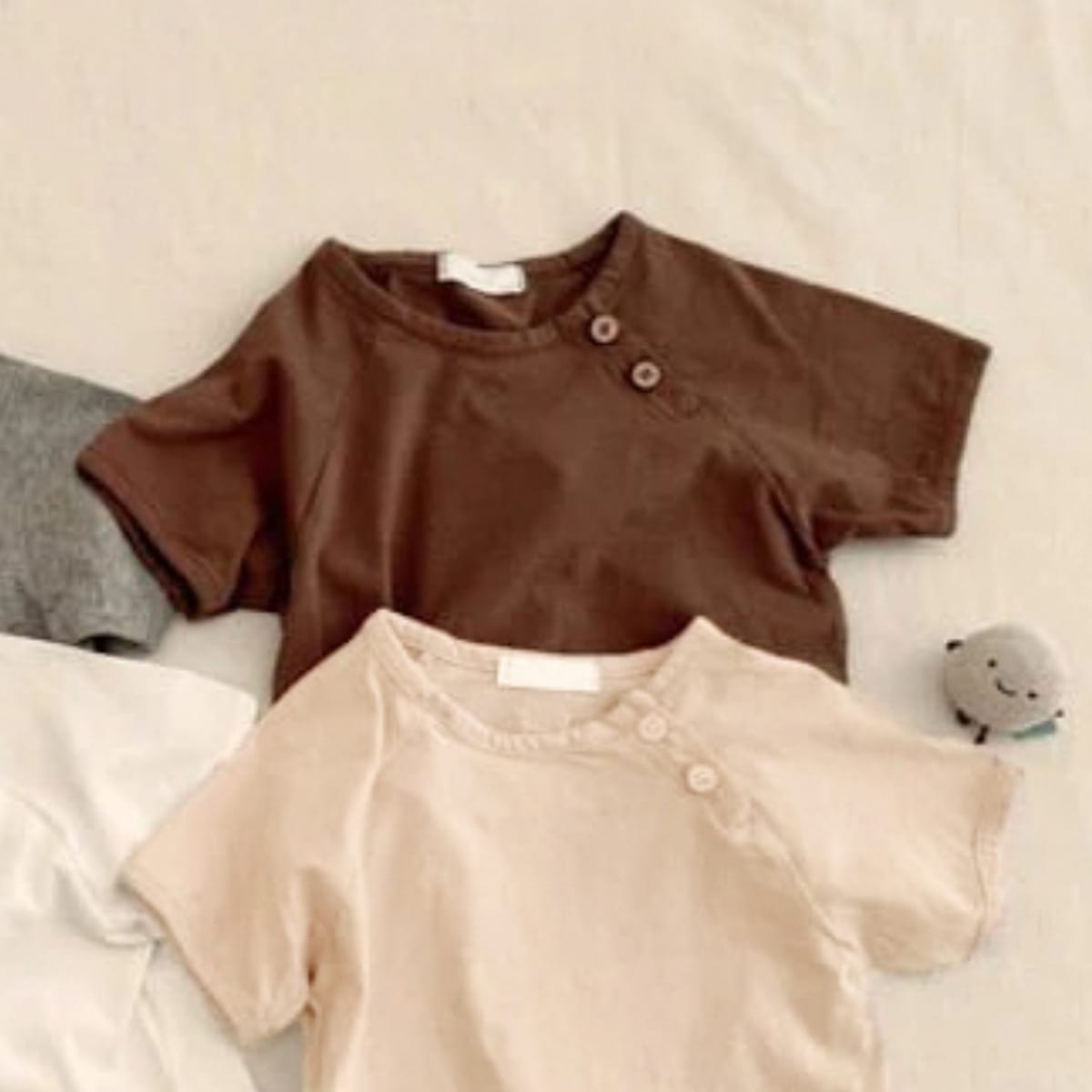 Solid Cotton Short Sleeve Tee プレーン 半袖Tシャツ【mh0013506】 Dark Brown / 66cm BBAMMA 半袖Tシャツ