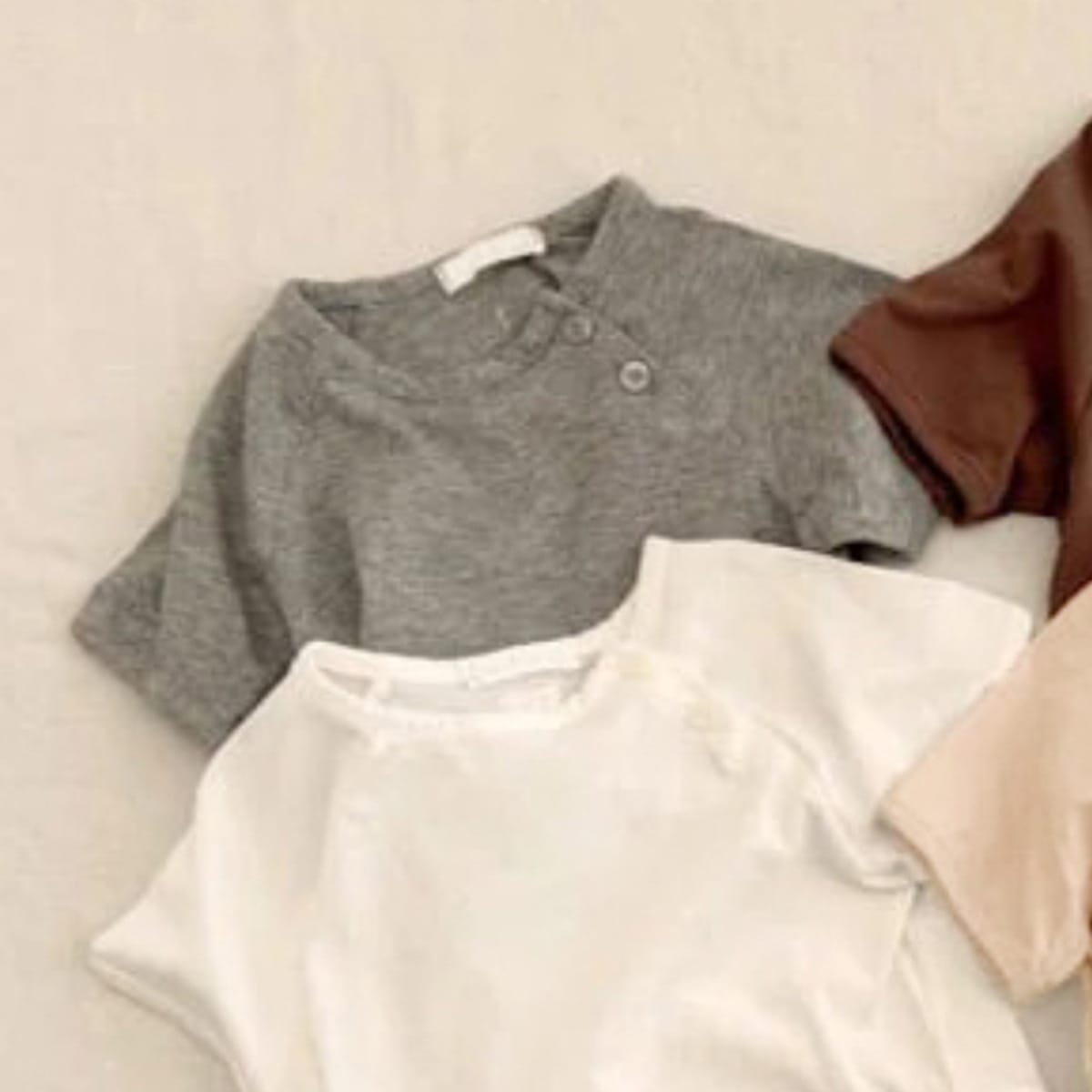 Solid Cotton Short Sleeve Tee プレーン 半袖Tシャツ【mh0013506】 Light Gray / 66cm BBAMMA 半袖Tシャツ