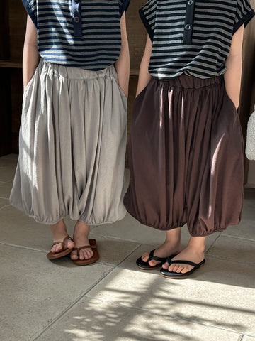 Solid Lantern Cotton Pants バルーン ロングパンツ【mh0013460】 Coffee / 80cm Jiaye Kids ロングパンツ・スウェットパンツ