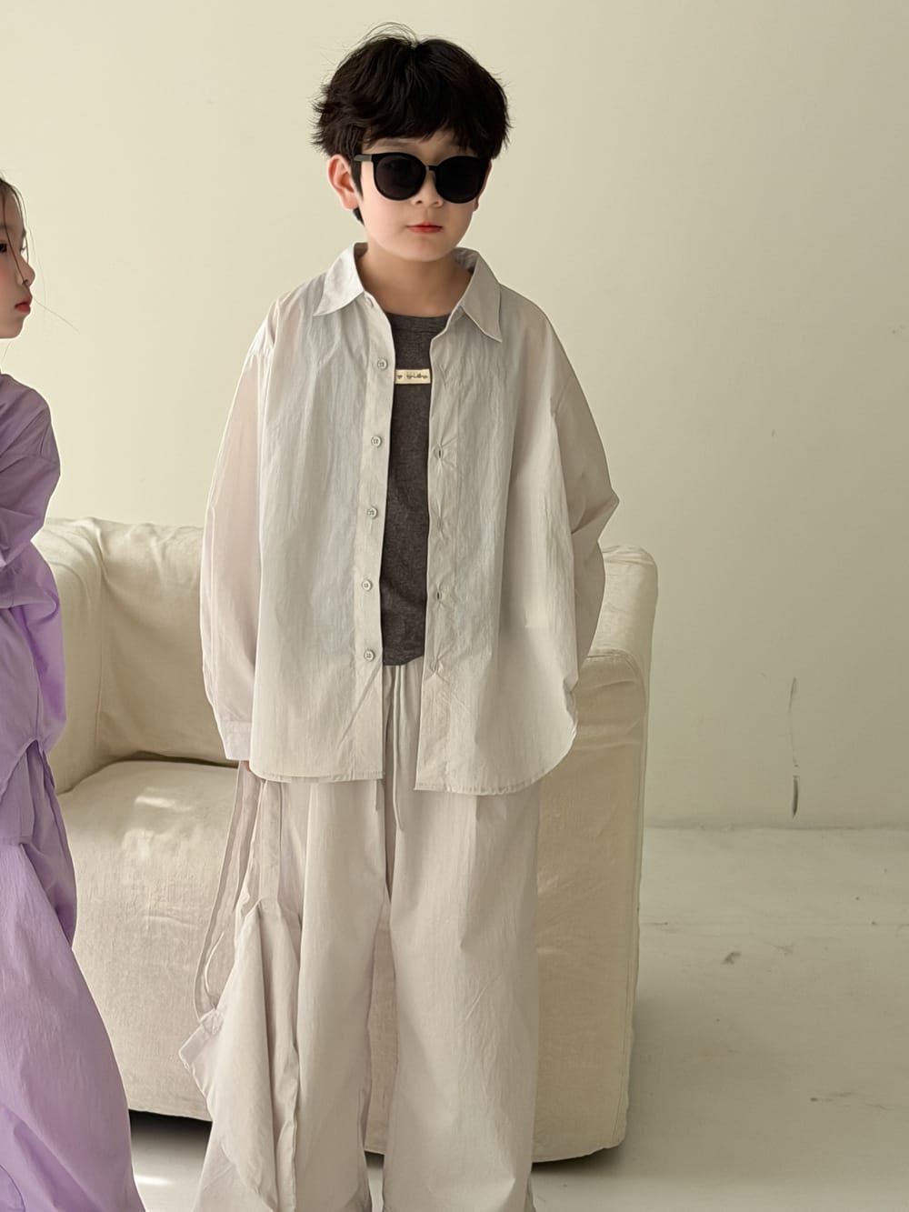 Solid Sunscreen Pants Set 長袖シャツ ロングパンツ【mh0013124】 KUMAI.KIDS 長袖セットアップ