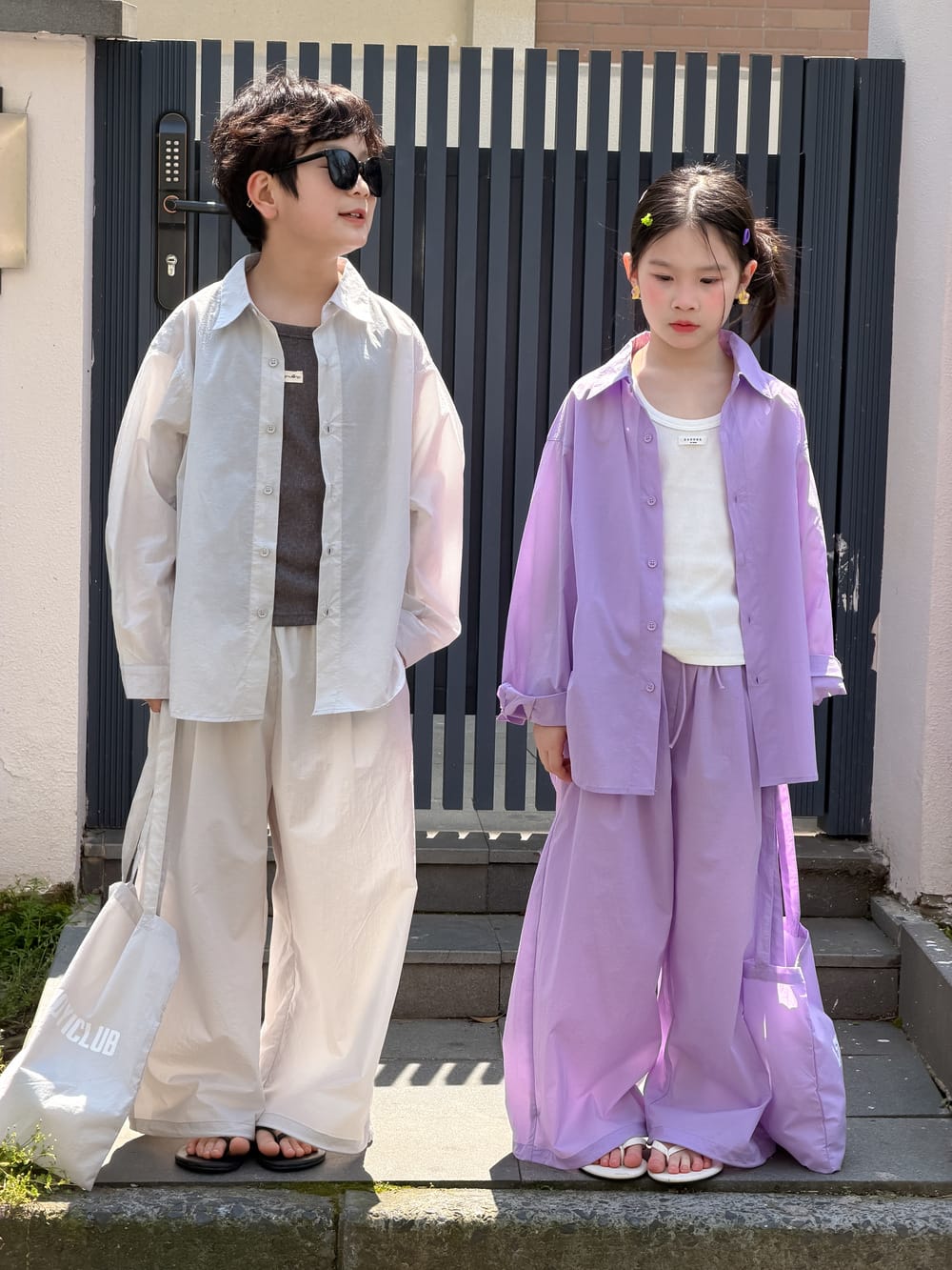 Solid Sunscreen Pants Set 長袖シャツ ロングパンツ【mh0013124】 KUMAI.KIDS 長袖セットアップ