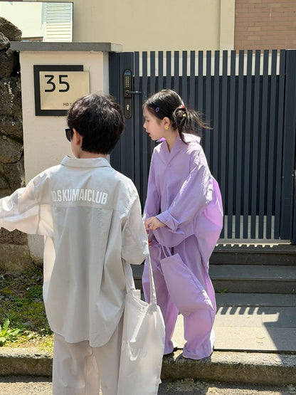 Solid Sunscreen Pants Set 長袖シャツ ロングパンツ【mh0013124】 KUMAI.KIDS 長袖セットアップ