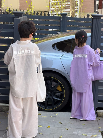 Solid Sunscreen Pants Set 長袖シャツ ロングパンツ【mh0013124】 KUMAI.KIDS 長袖セットアップ