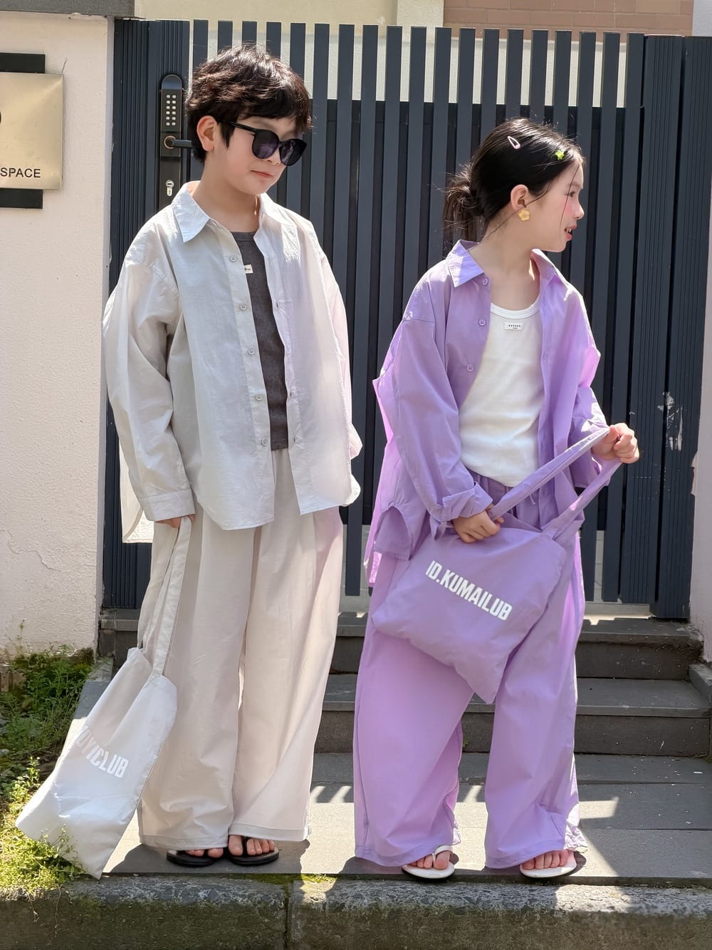 Solid Sunscreen Pants Set 長袖シャツ ロングパンツ【mh0013124】 KUMAI.KIDS 長袖セットアップ