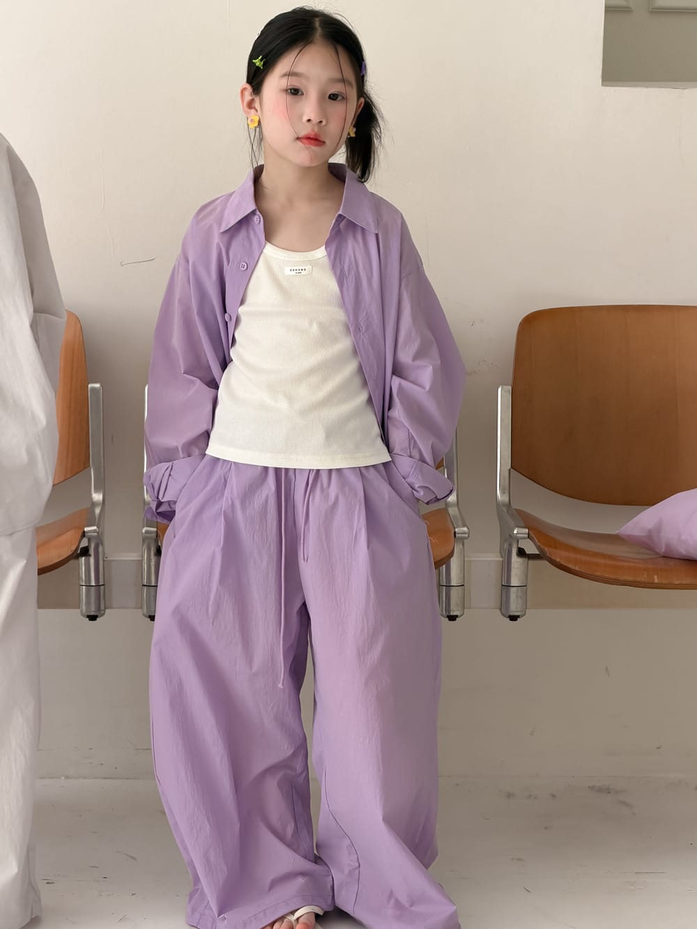 Solid Sunscreen Pants Set 長袖シャツ ロングパンツ【mh0013124】 KUMAI.KIDS 長袖セットアップ