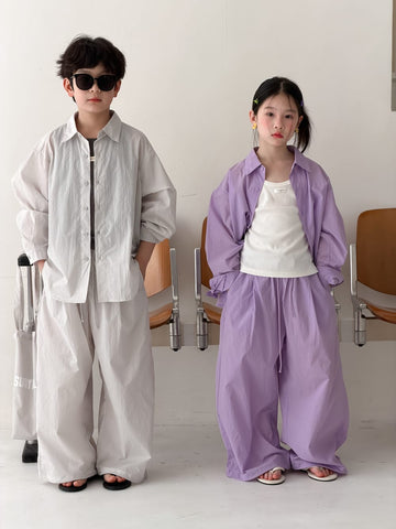 Solid Sunscreen Pants Set 長袖シャツ ロングパンツ【mh0013124】 KUMAI.KIDS 長袖セットアップ