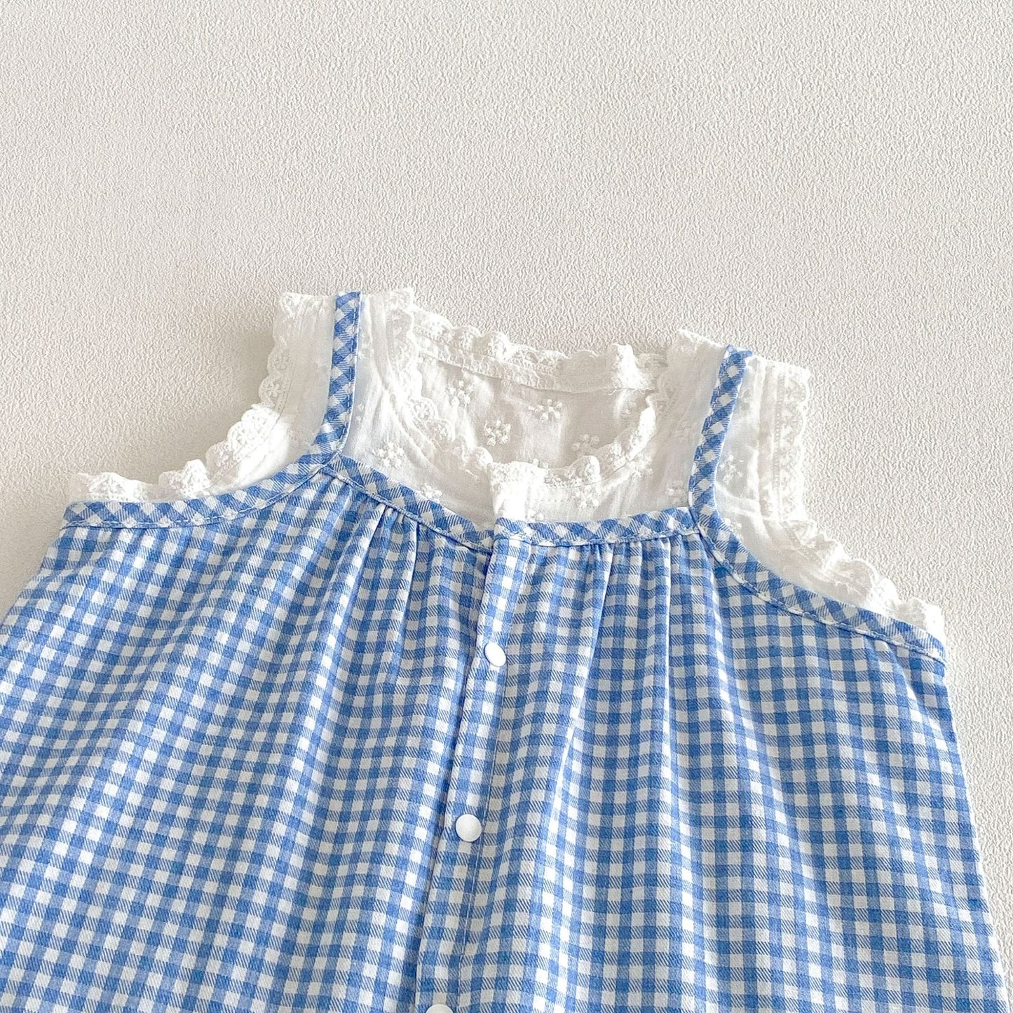 Spaghetti Strap Plaid Top Lace Shorts Set ラッフル ノースリーブチュニック ショートパンツ【mh0013421】 angou ノースリーブセットアップ