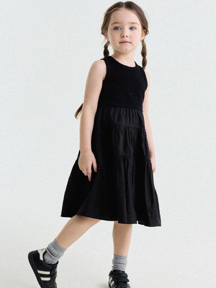 Spliced Tiered Tank Dress ノースリーブ ティアードワンピース【mh0013175】 yunerma ノースリーブワンピース