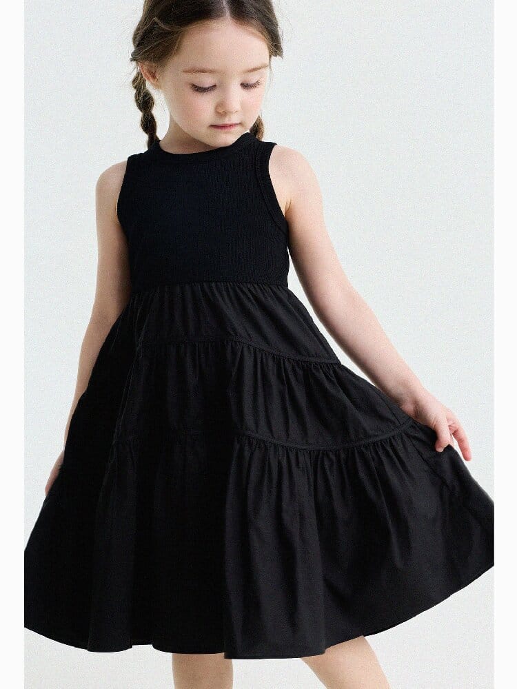 Spliced Tiered Tank Dress ノースリーブ ティアードワンピース【mh0013175】 yunerma ノースリーブワンピース