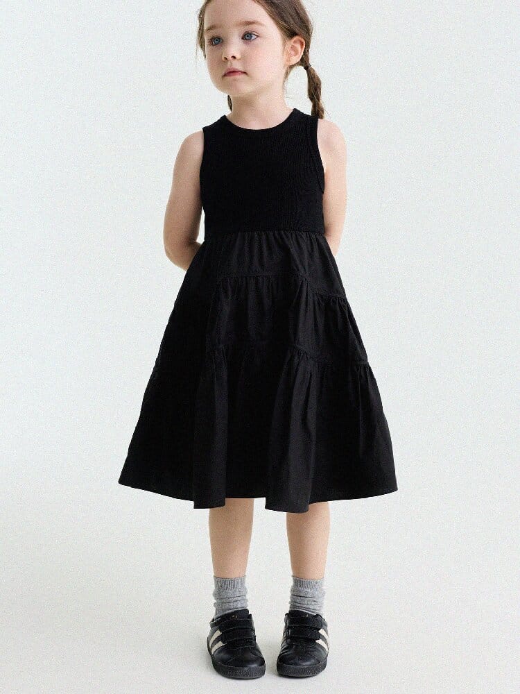 Spliced Tiered Tank Dress ノースリーブ ティアードワンピース【mh0013175】 yunerma ノースリーブワンピース