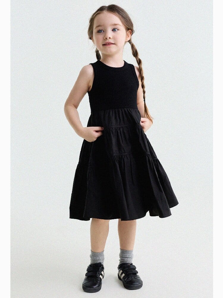Spliced Tiered Tank Dress ノースリーブ ティアードワンピース【mh0013175】 yunerma ノースリーブワンピース