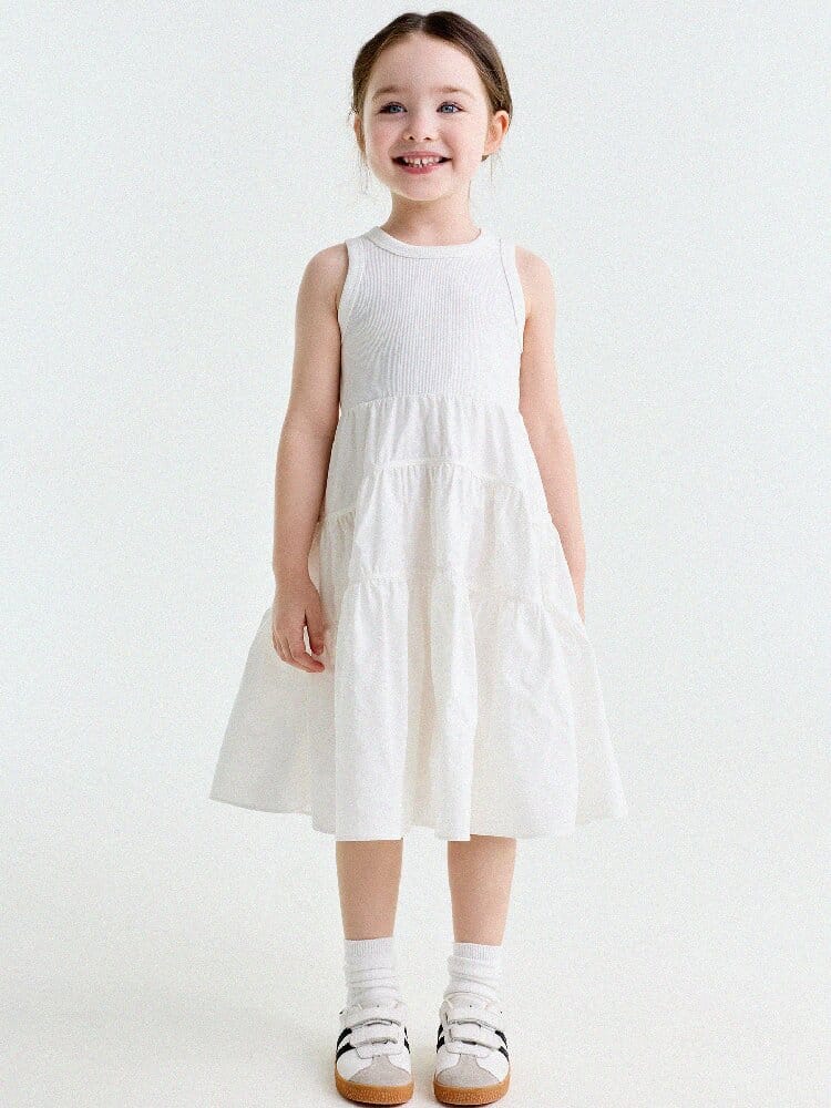 Spliced Tiered Tank Dress ノースリーブ ティアードワンピース【mh0013175】 yunerma ノースリーブワンピース