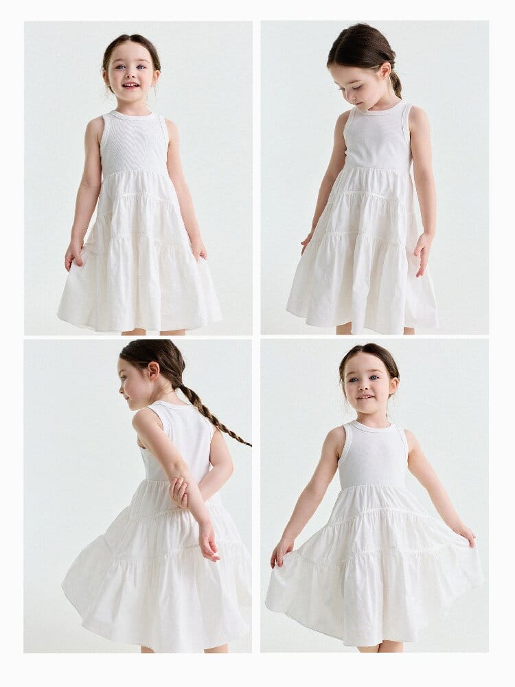 Spliced Tiered Tank Dress ノースリーブ ティアードワンピース【mh0013175】 yunerma ノースリーブワンピース