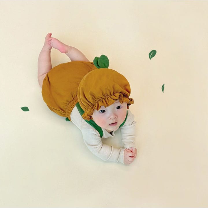 Sprout Stem Strap Romper Bonnet Set フルーツ サロペットブルマ 帽子 セット【mh0013394】 TOMMY'S GIFTS サロペットパンツ・サスペンダーパンツ