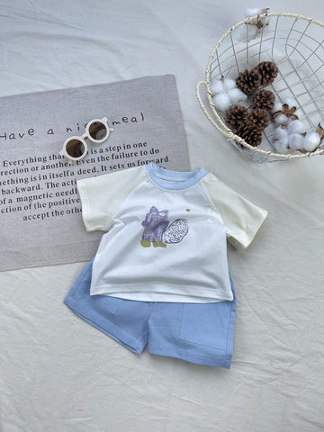 Squirrel Graphics Raglan Set 半袖Tシャツ ショートパンツセット【mh0012925】 Light Blue / 73cm yi nian ni 半袖セットアップ