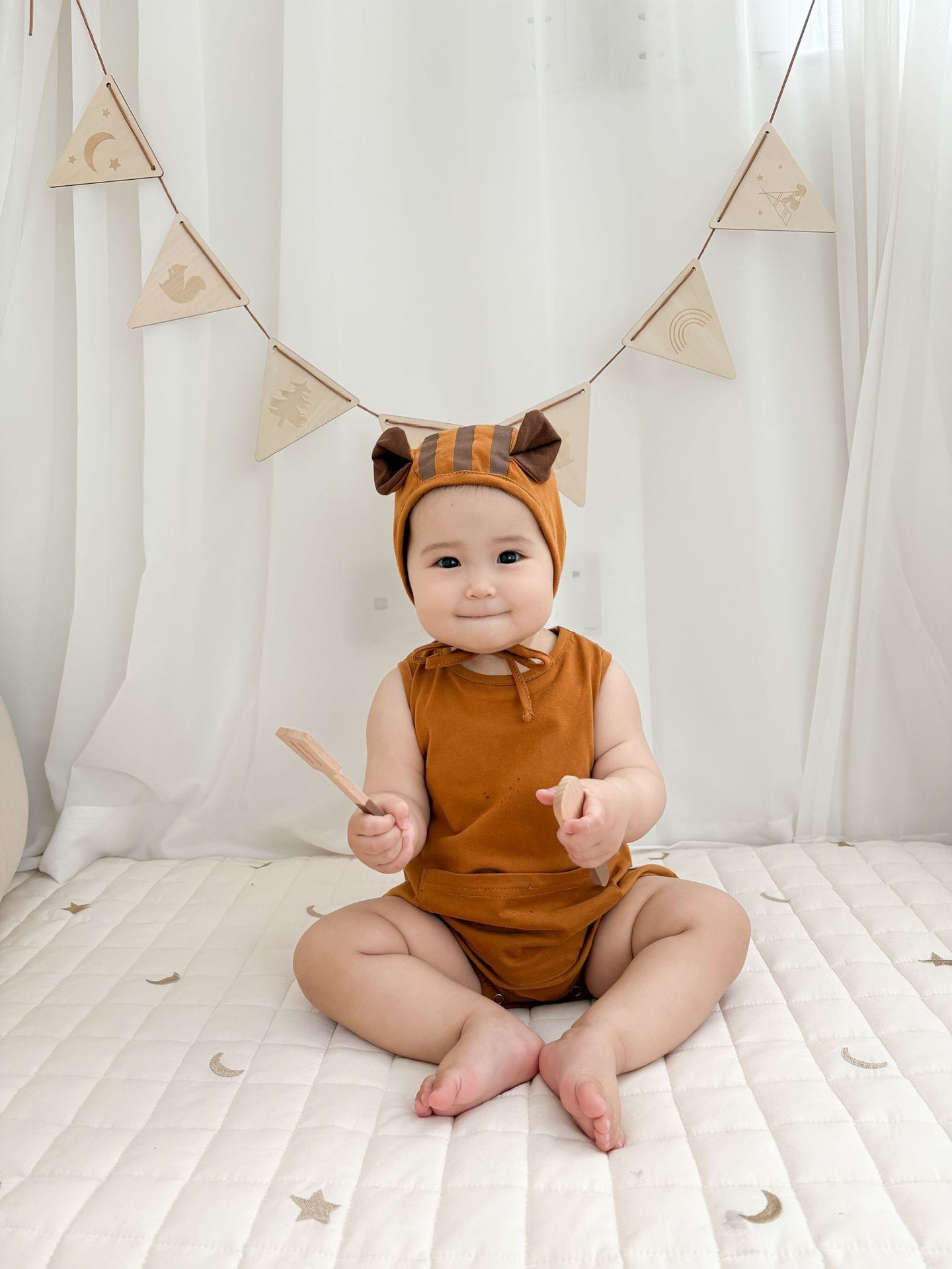 Squirrel Hooded Sleeveless Romper りす ノースリーブロンパース【mh0013398】 Brown / 66cm TOMMY'S GIFTS ノースリーブロンパース