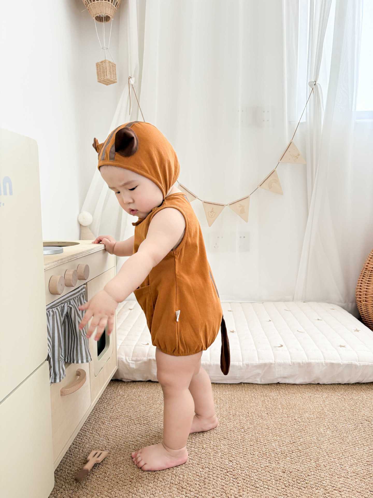 Squirrel Hooded Sleeveless Romper りす ノースリーブロンパース【mh0013398】 TOMMY'S GIFTS ノースリーブロンパース