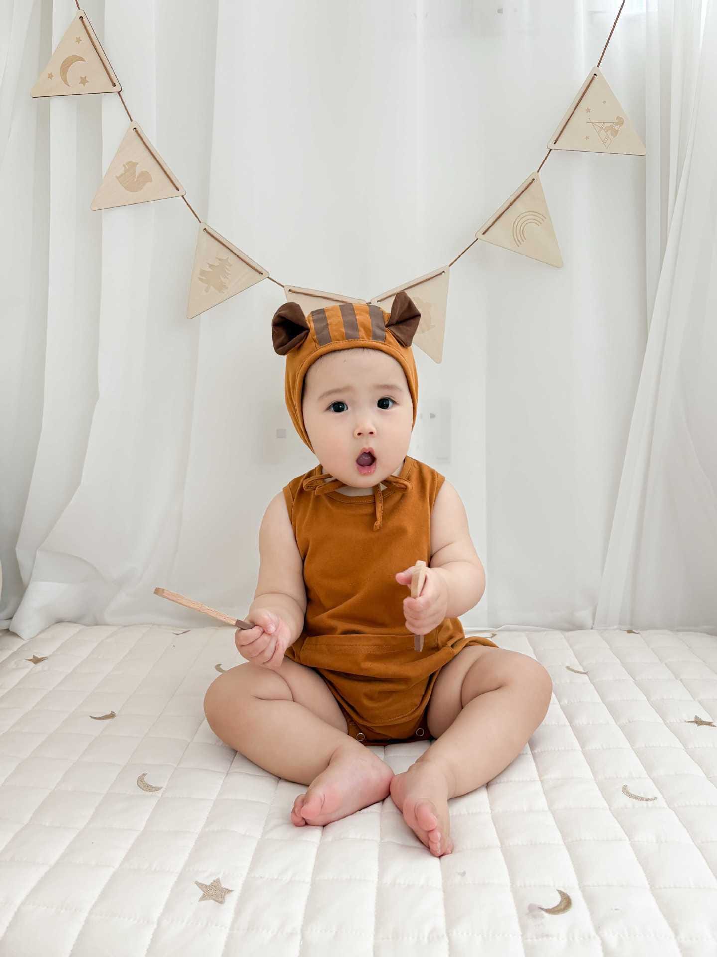 Squirrel Hooded Sleeveless Romper りす ノースリーブロンパース【mh0013398】 TOMMY'S GIFTS ノースリーブロンパース