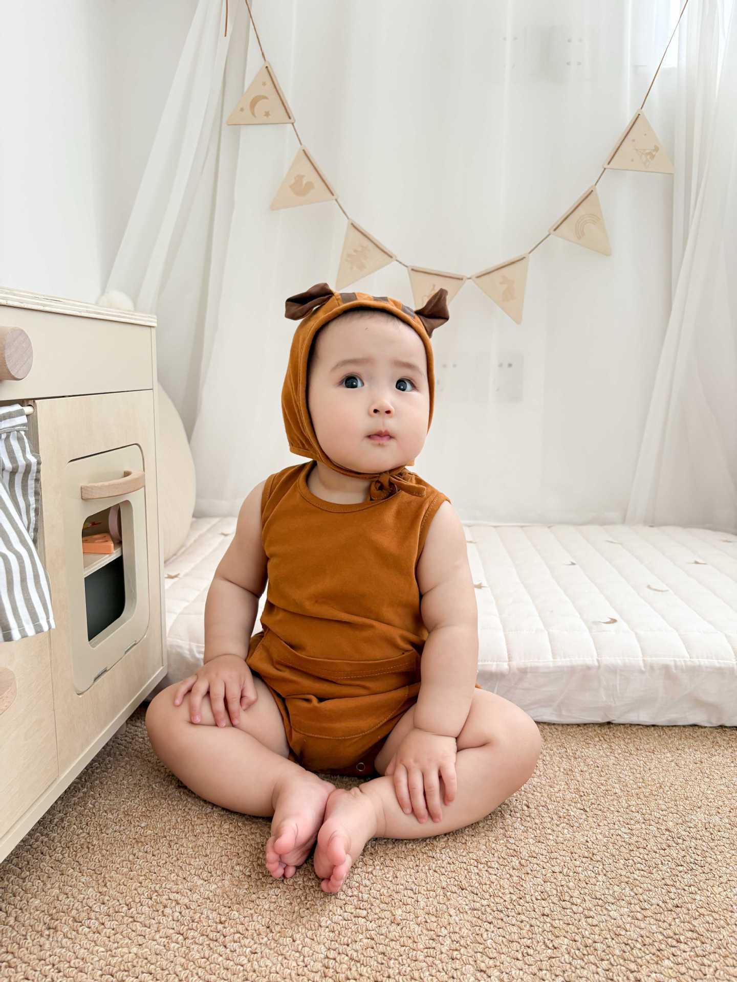 Squirrel Hooded Sleeveless Romper りす ノースリーブロンパース【mh0013398】 TOMMY'S GIFTS ノースリーブロンパース