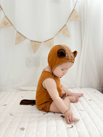Squirrel Hooded Sleeveless Romper りす ノースリーブロンパース【mh0013398】 TOMMY'S GIFTS ノースリーブロンパース