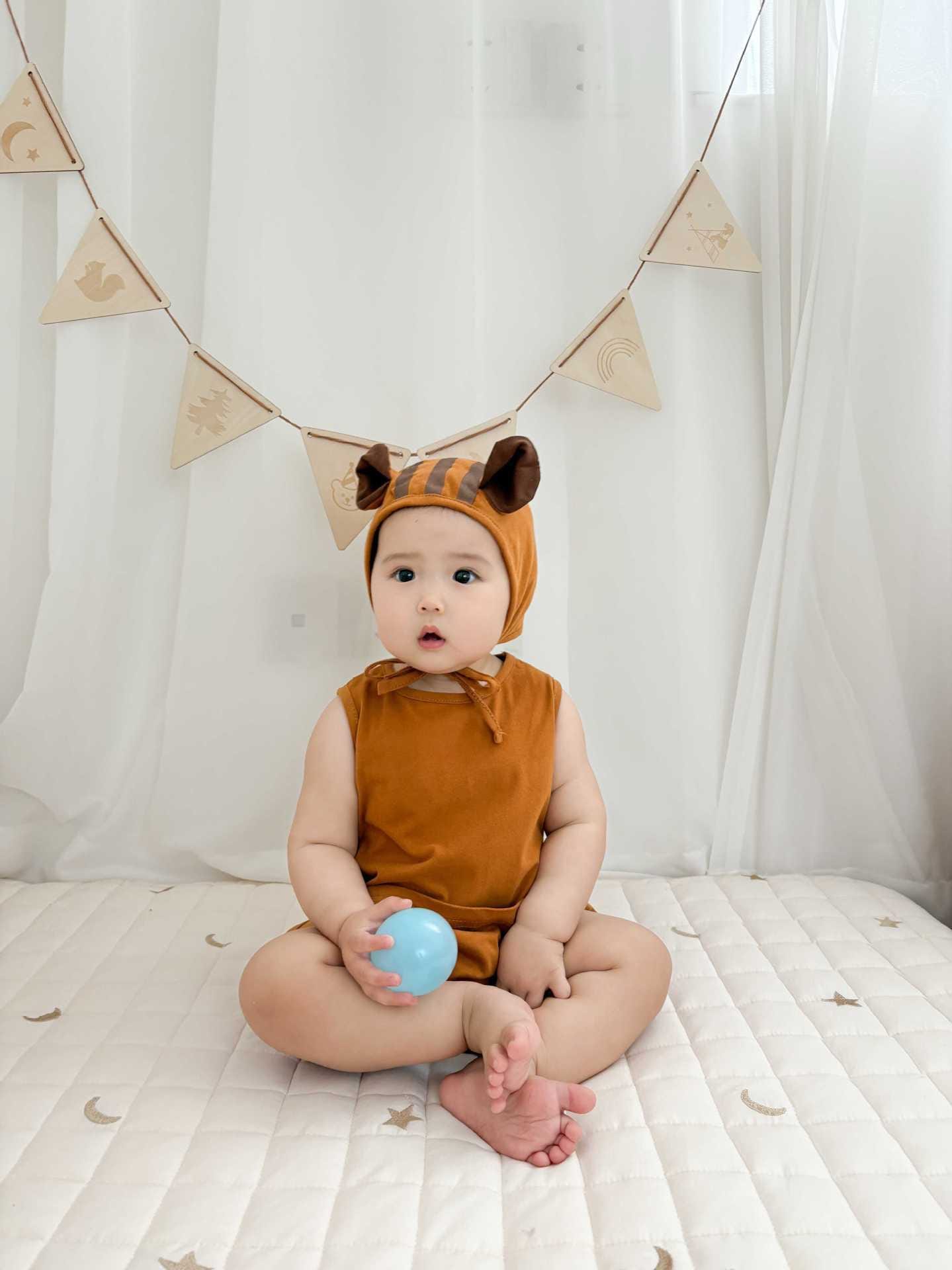 Squirrel Hooded Sleeveless Romper りす ノースリーブロンパース【mh0013398】 TOMMY'S GIFTS ノースリーブロンパース