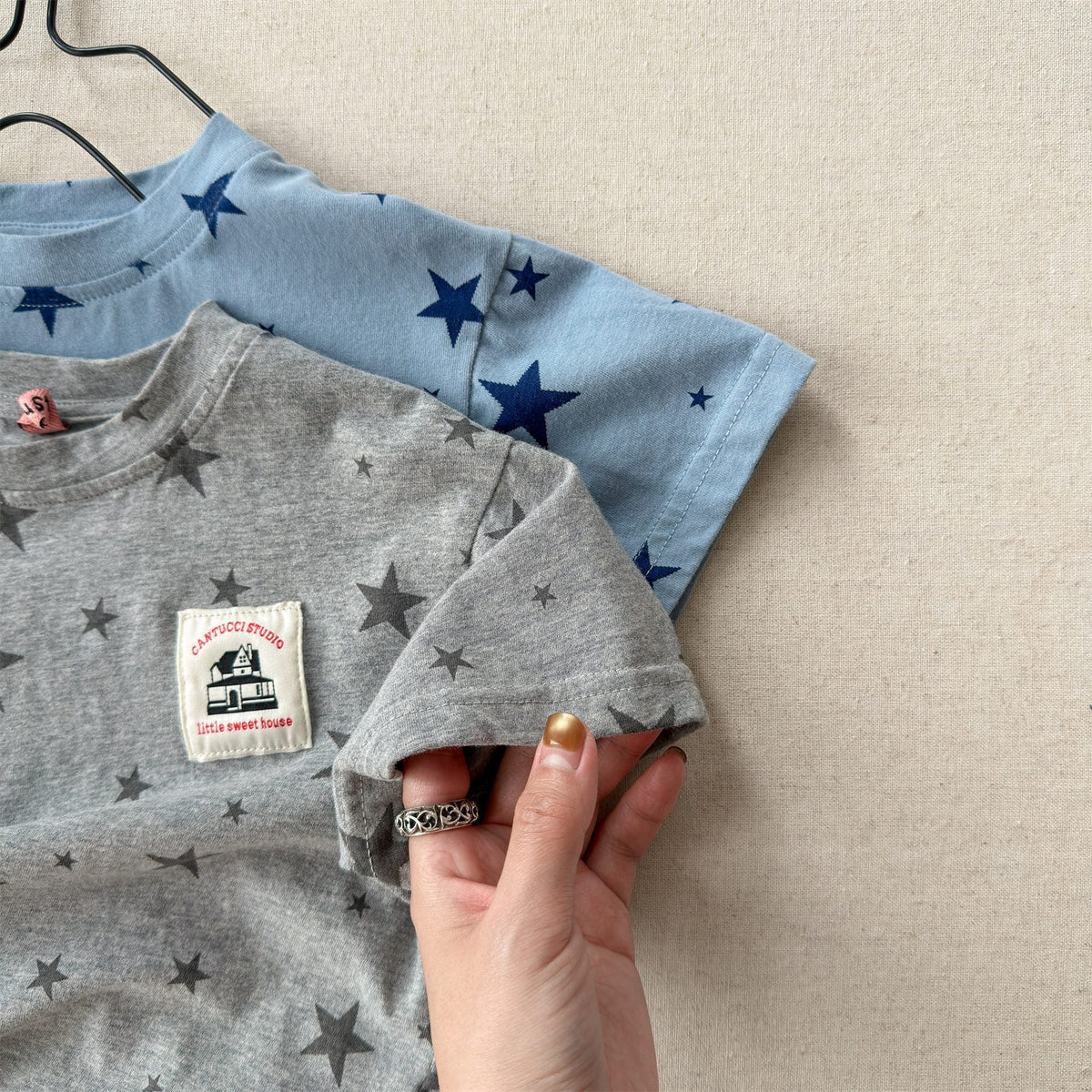 Star Print Crew Neck T-Shirt スタープリント 半袖Tシャツ【mh0013227】 ADbaby 半袖Tシャツ